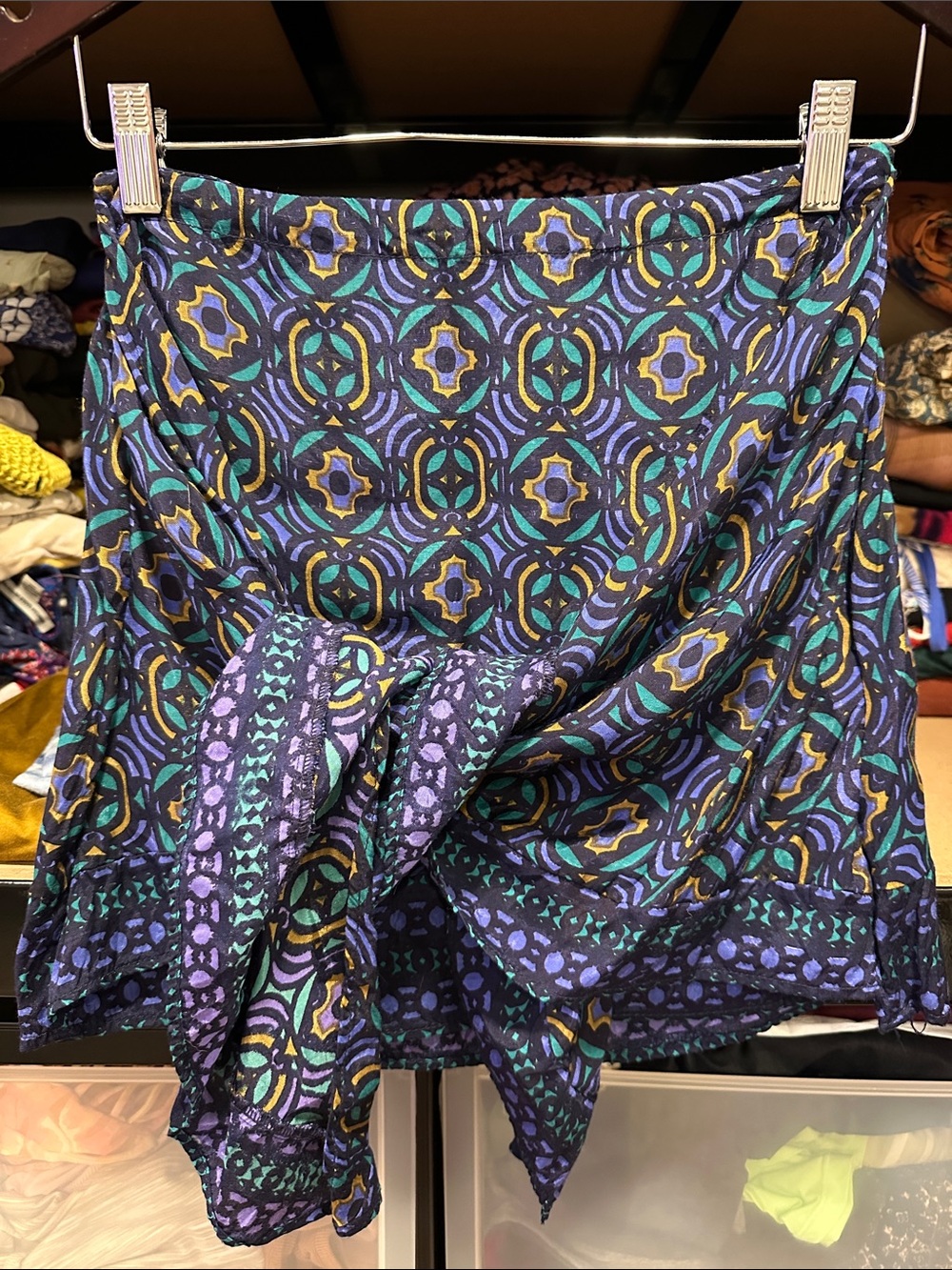 Free People size 2 wrap mini skirt boho purple gold teal resort